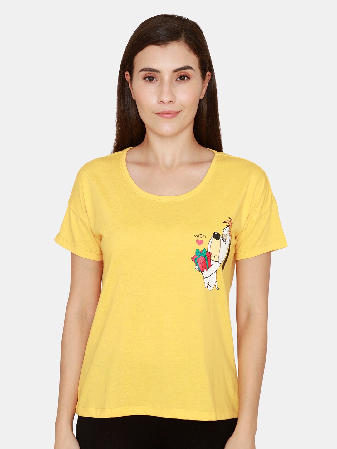 

Zivame Yellow Floral Regular Top