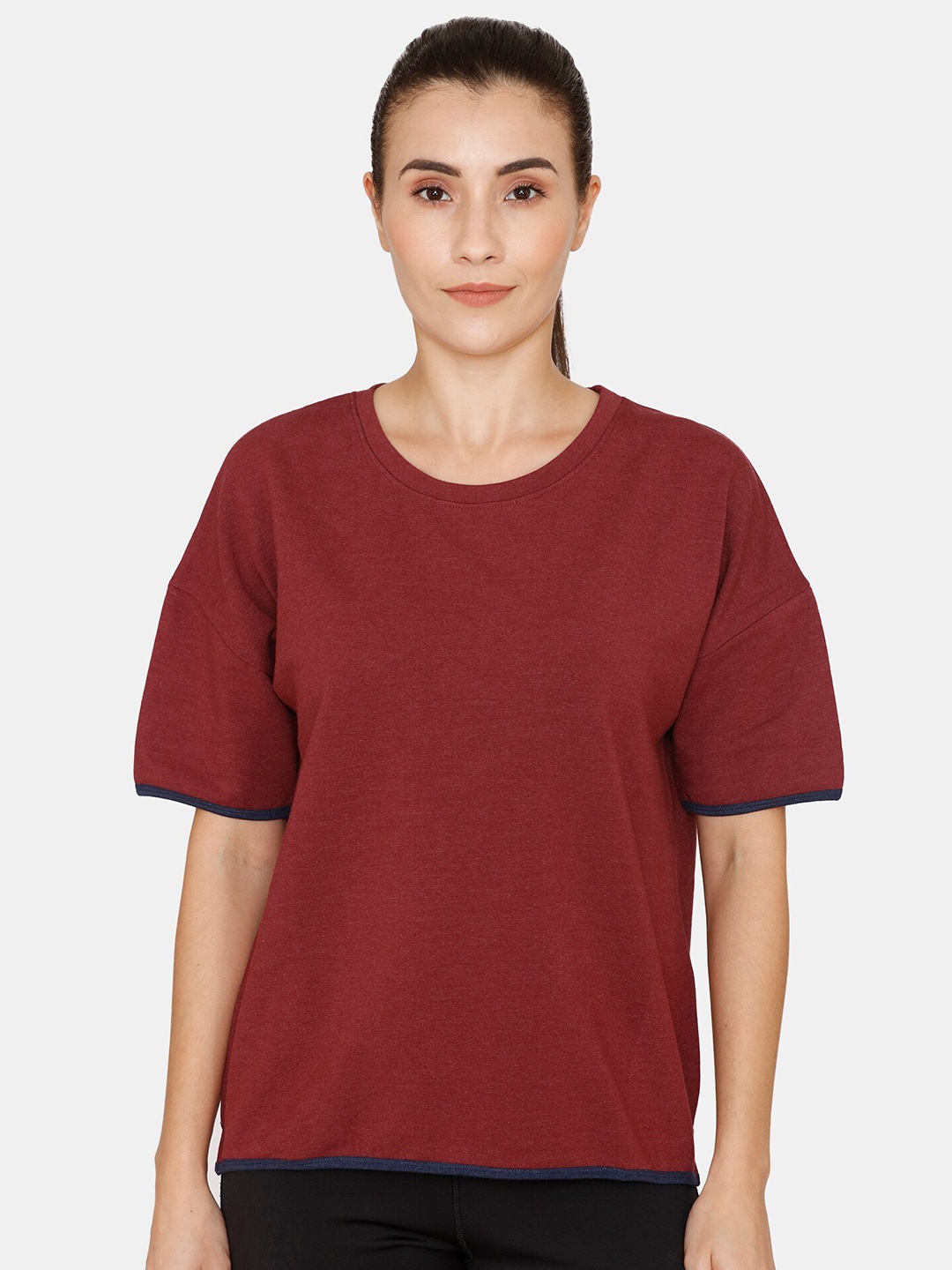 

Zelocity by Zivame Women Red Raw Edge T-shirt