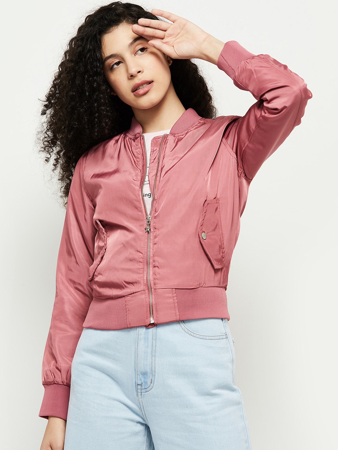 

max Women Mauve Windcheater Bomber Jacket