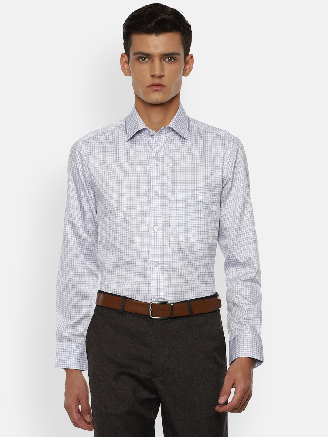 

Louis Philippe Men White Opaque Checked Formal Shirt
