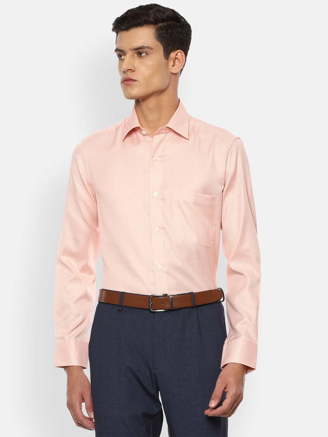 

Louis Philippe Men Peach-Coloured Opaque Formal Shirt