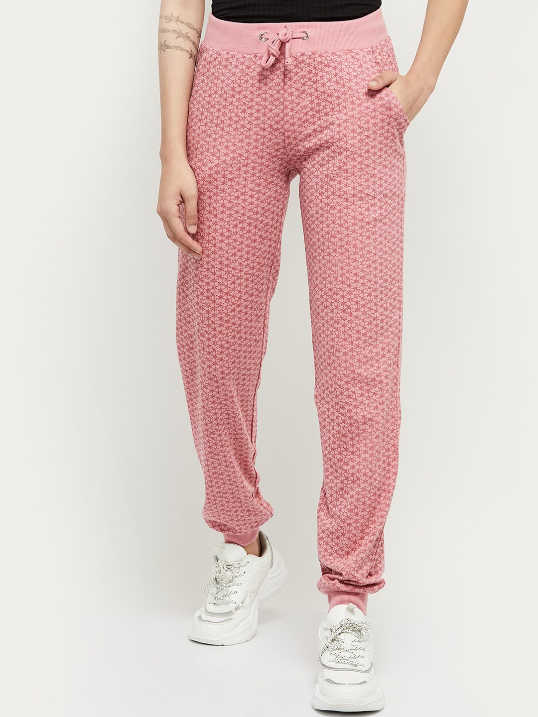 

max Women Pink Printed Regular Fit Joggers