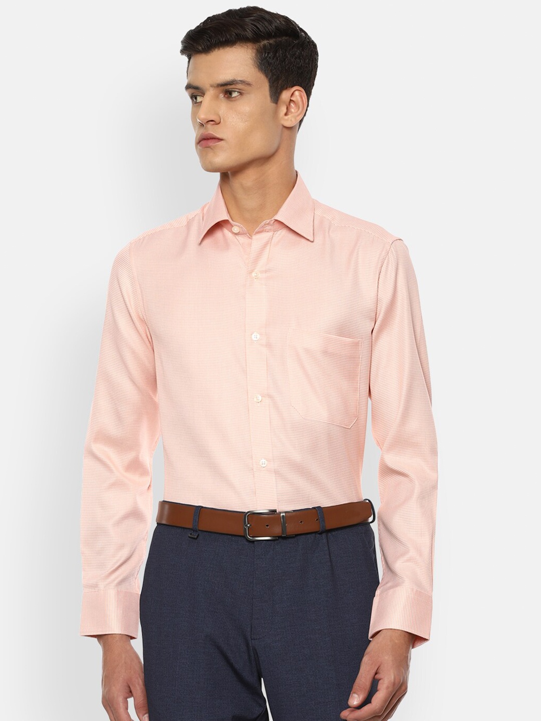 

Louis Philippe Men Peach-Coloured Opaque Formal Shirt