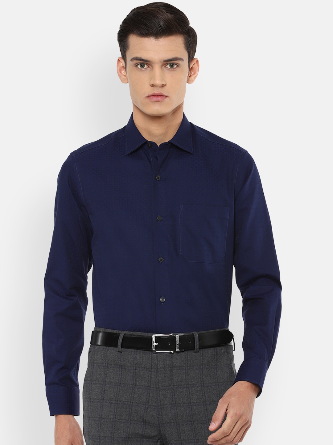 

Louis Philippe Gods & Kings Men Navy Blue Opaque Pure Cotton Formal Shirt