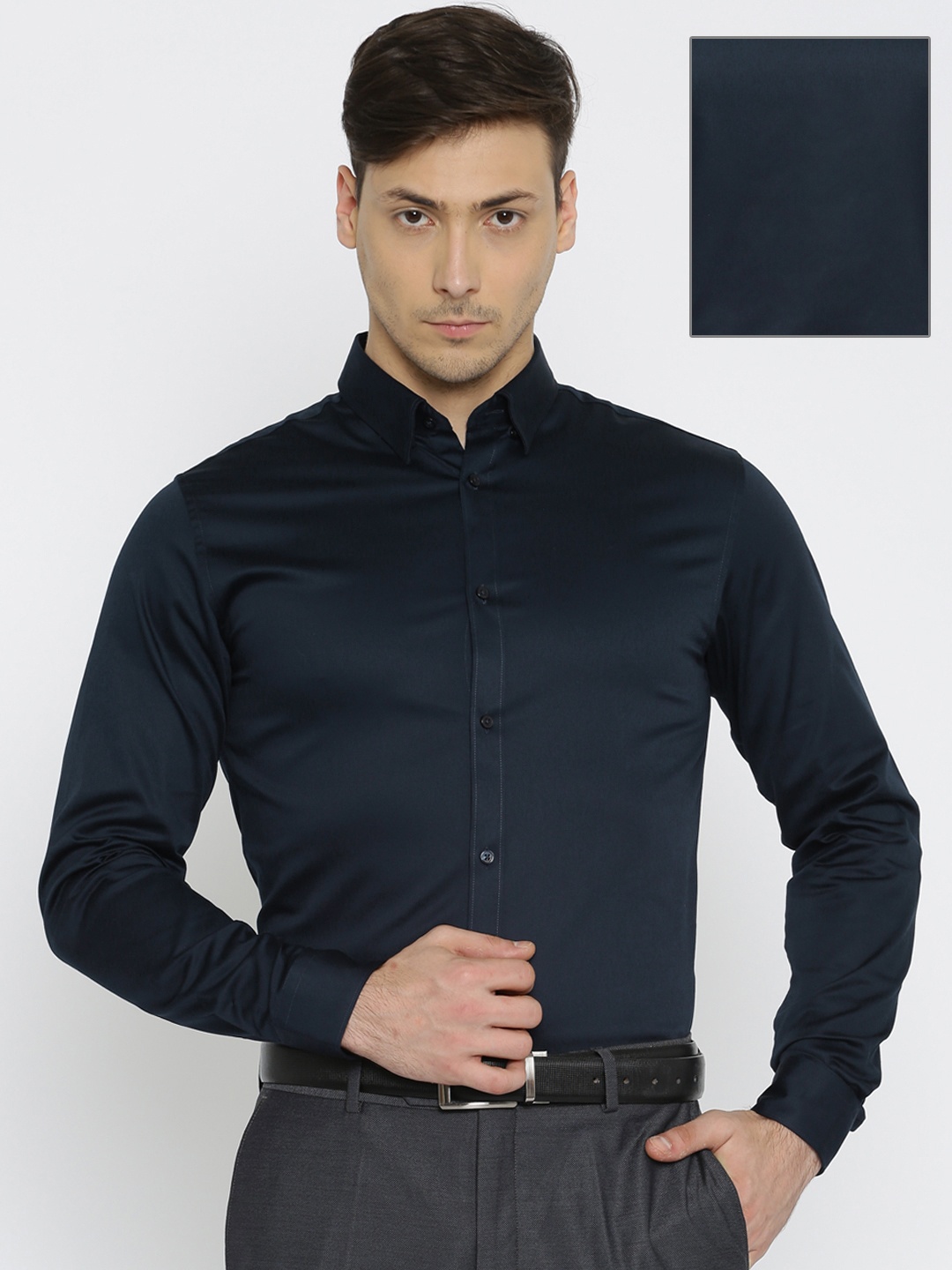 

SELECTED Men Navy Blue Slim Fit Solid Formal Shirt