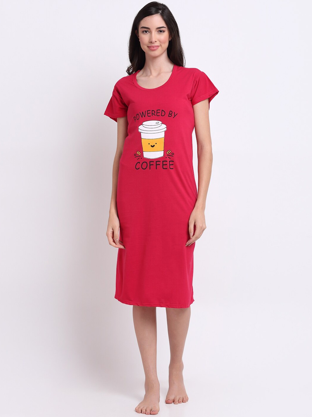 

Secret Wish Red Printed Nightdress