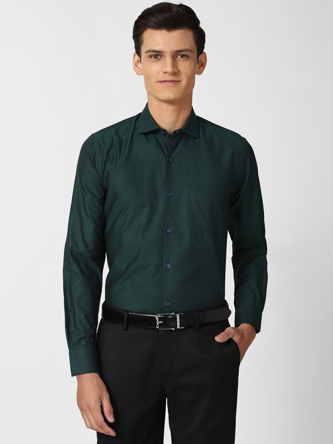 

Peter England Elite Men Green Slim Fit Formal Shirt