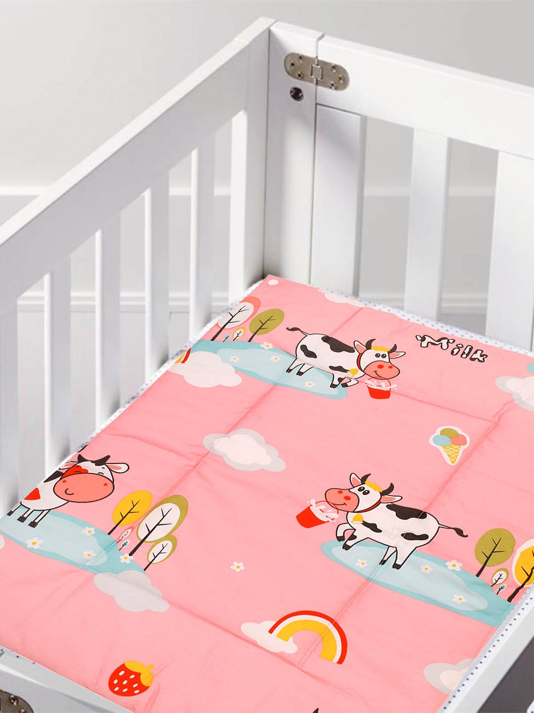

Baby Moo Kids Set Of 3 Peach & Blue Printed Quilted Waterproof Changing Sheet