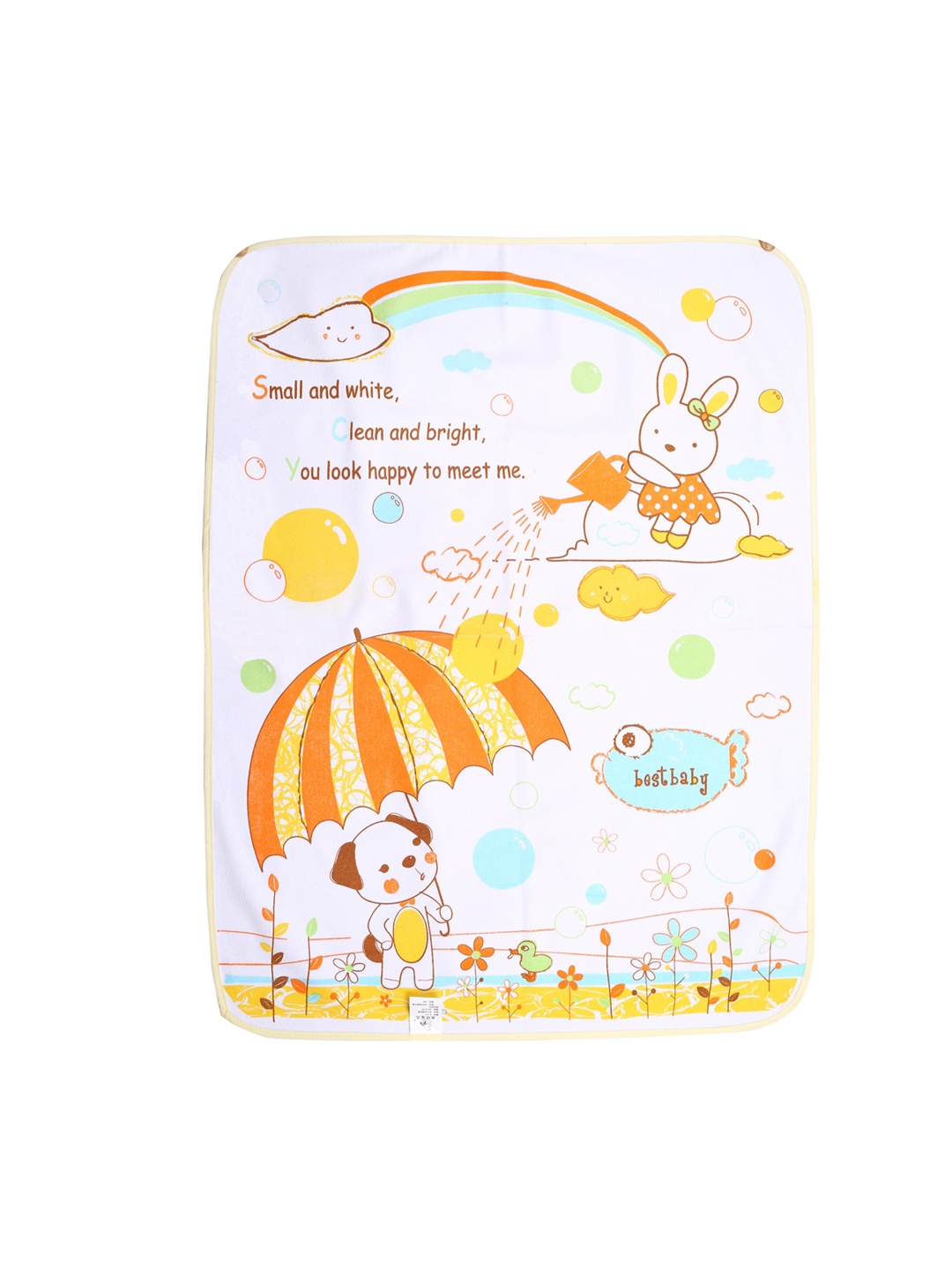 

Baby Moo Infant Kids White & Yellow Printed Water-Resistant Mattress Protector