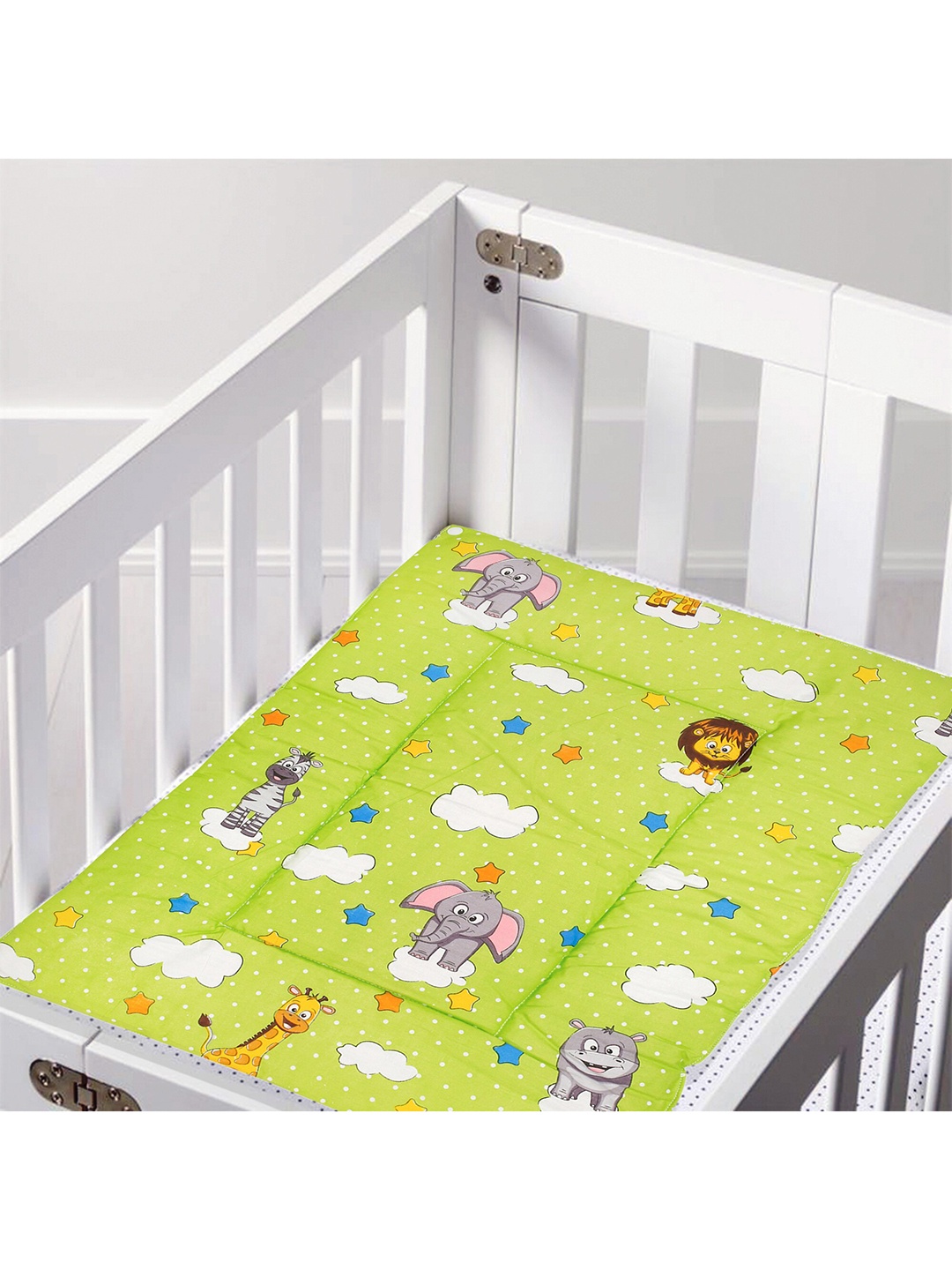 

Baby Moo Infant Kids Set Of 3 Green & Grey Printed Waterproof Changing Sheets