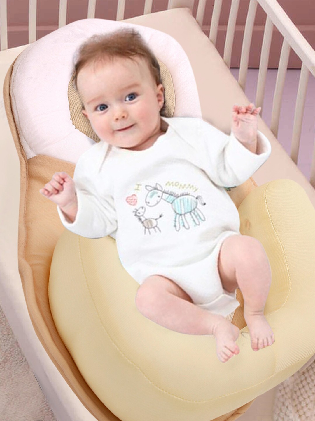 

Baby Moo Kids Beige & White Solid Bed Protector