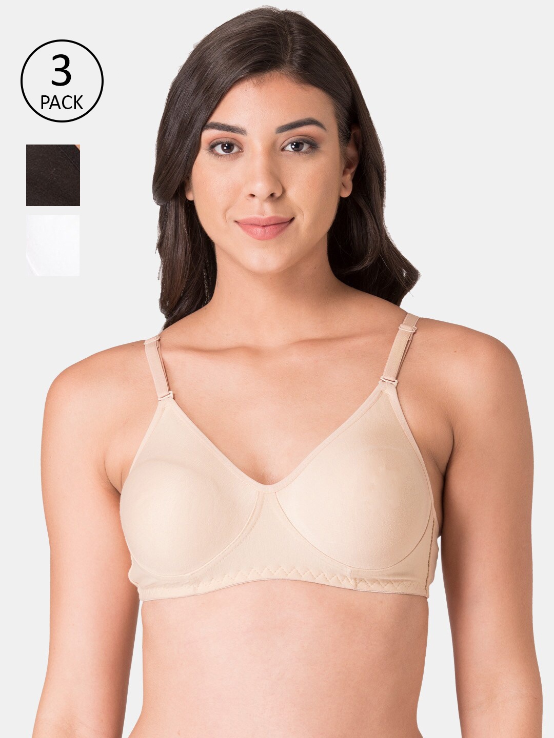 

KOMLI Pack of 3 Beige & White T-shirt Bra