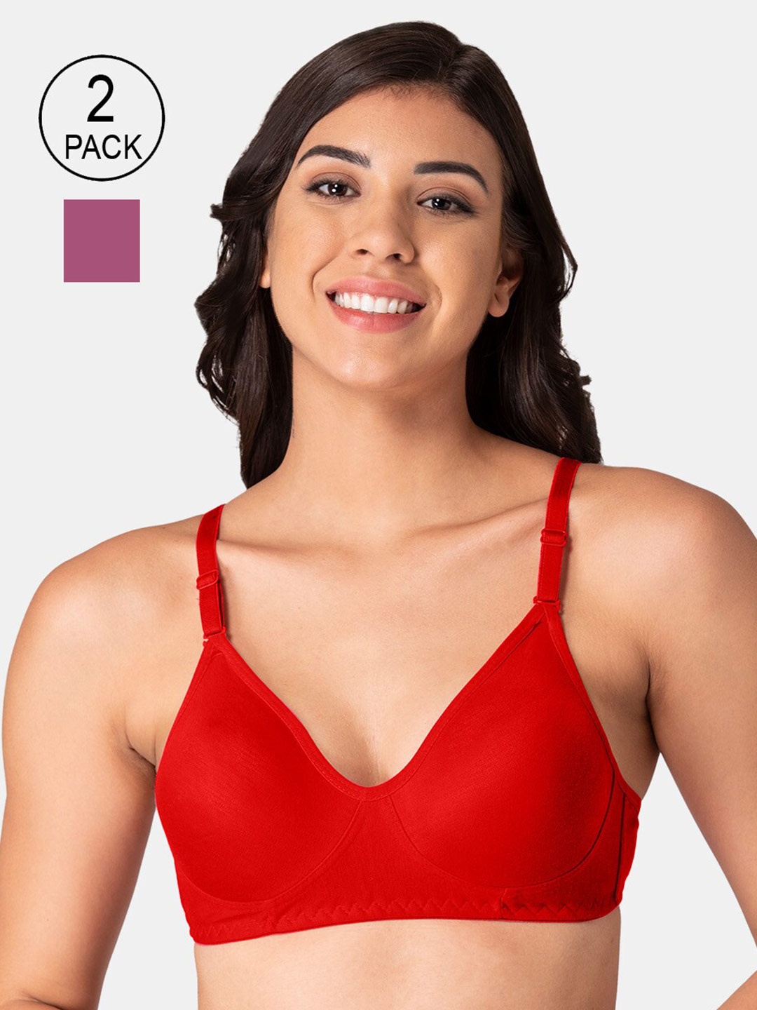

KOMLI Pack Of 2 T-shirt Bras, Red