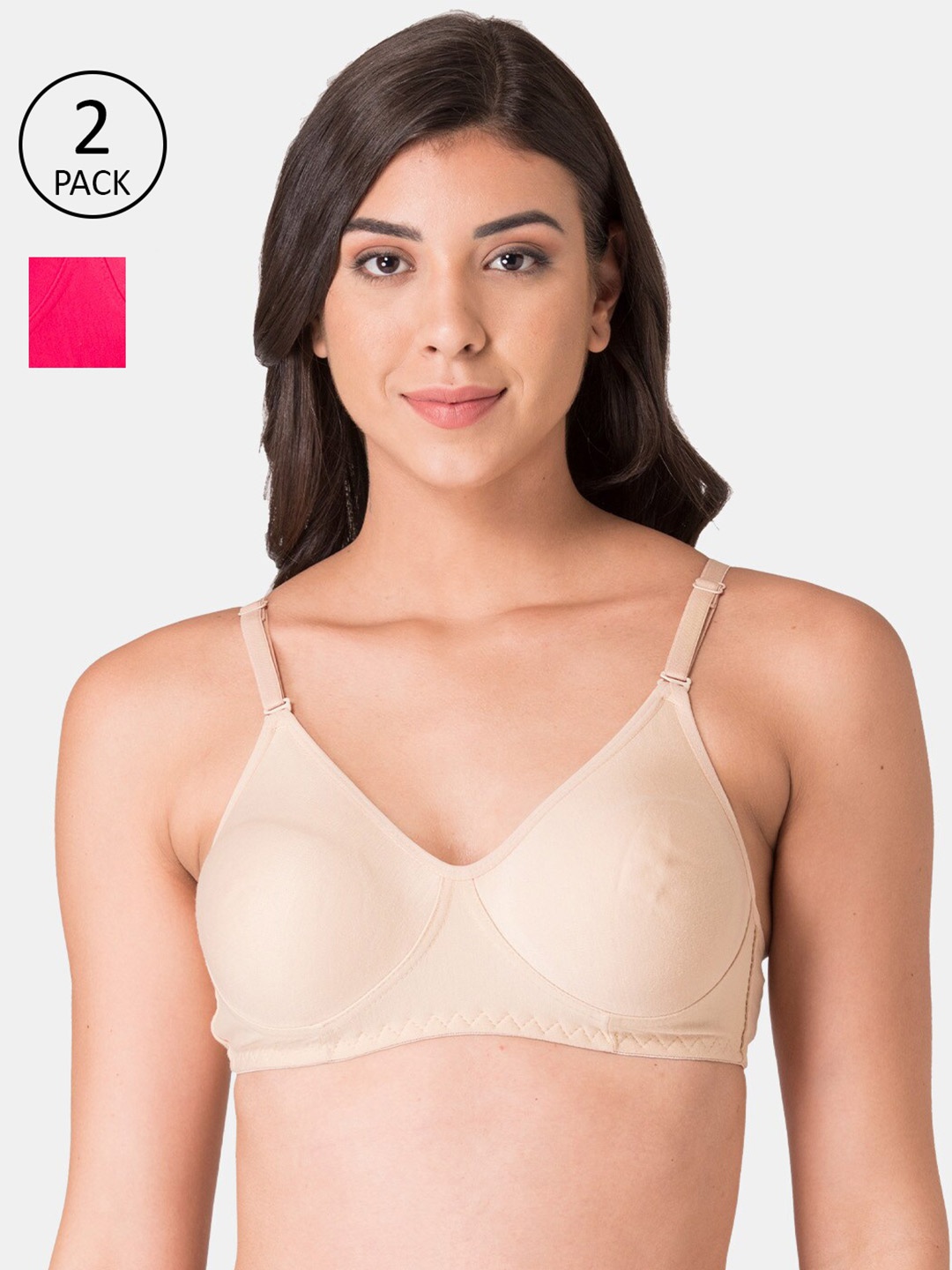 

KOMLI Beige & Pink T-shirt Bra K-991-SK-2PC-DPK