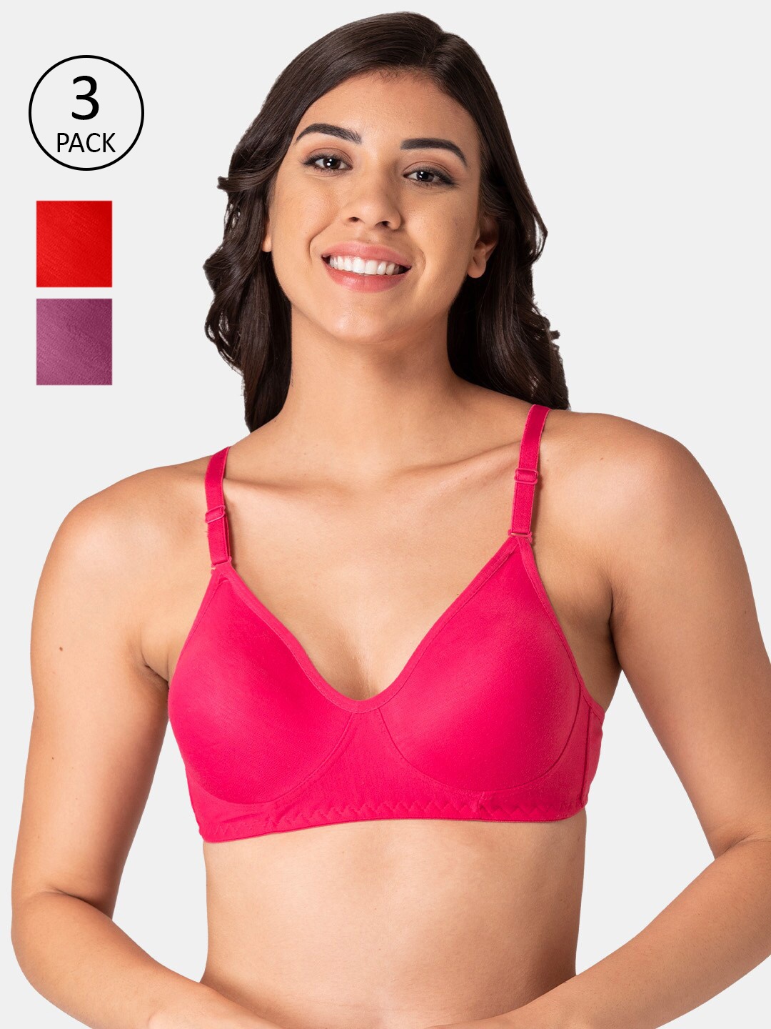 

KOMLI Pack of 3 T-shirt Bra, Pink