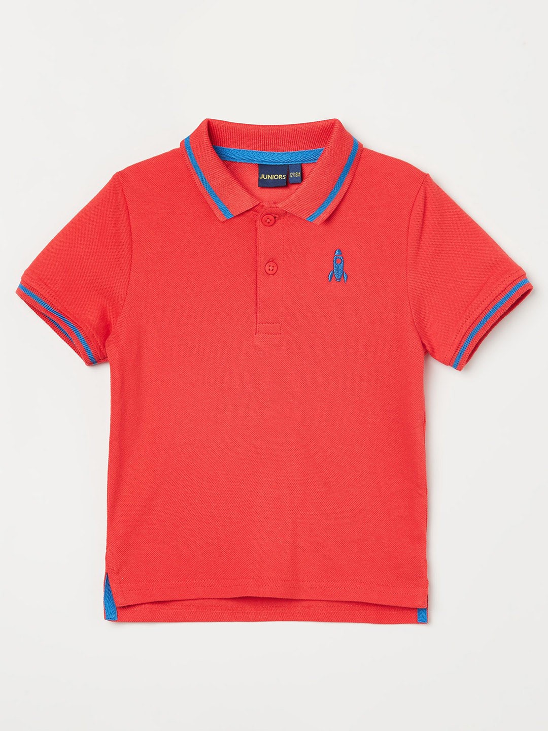

Juniors Boys Orange & Blue Polo Collar Cotton T-shirt