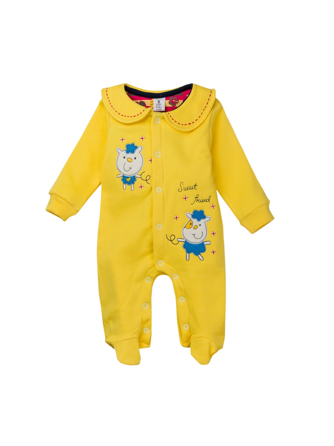 

Little Folks Kids Yellow Solid Full Sleeves Fleece Romper
