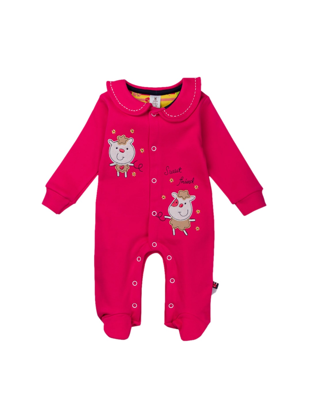 

Little Folks Kids Pink Solid Full Sleeves Fleece Romper