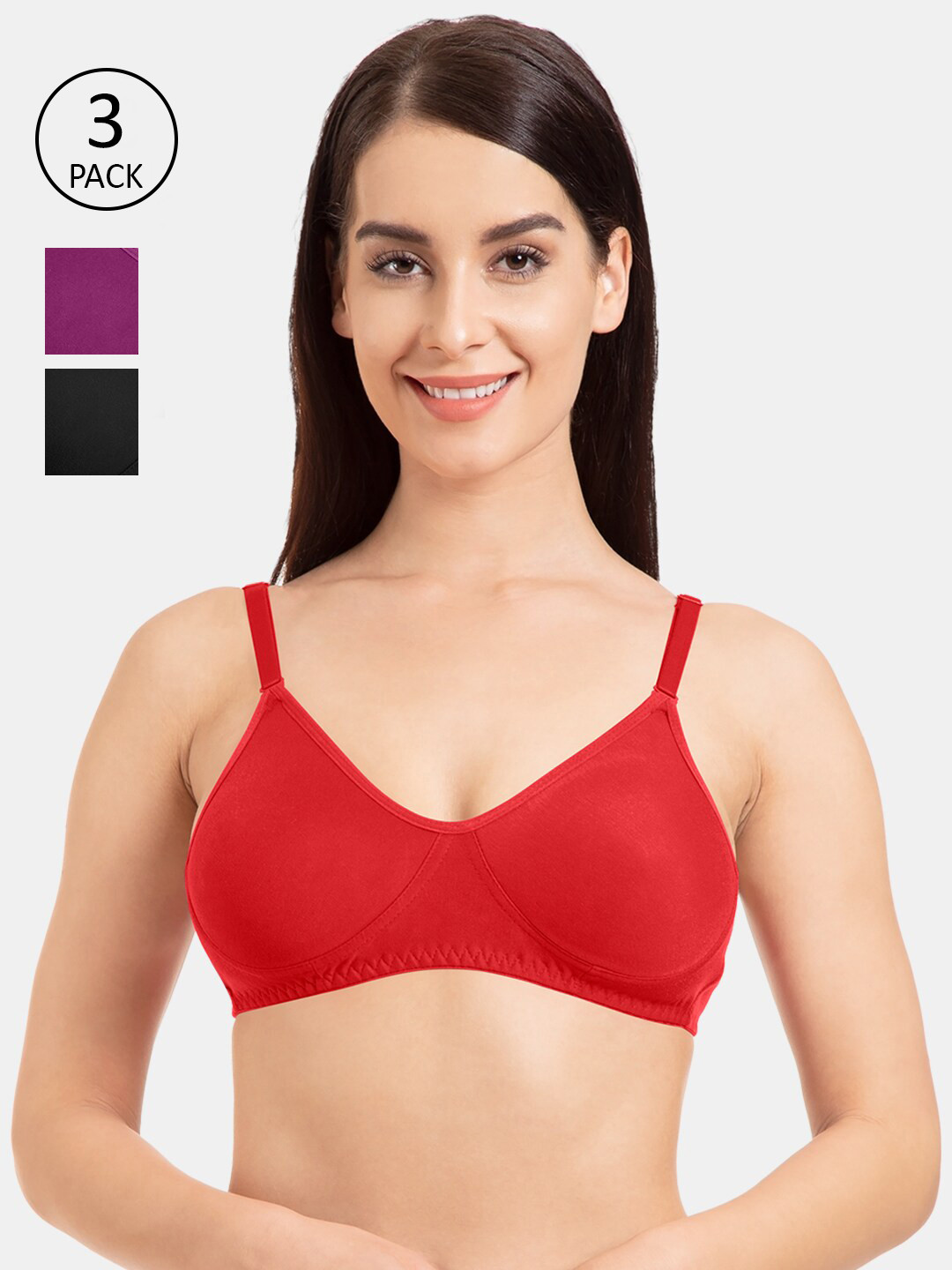 

Tweens Pack Of 3 Red & Purple T-shirt Bras