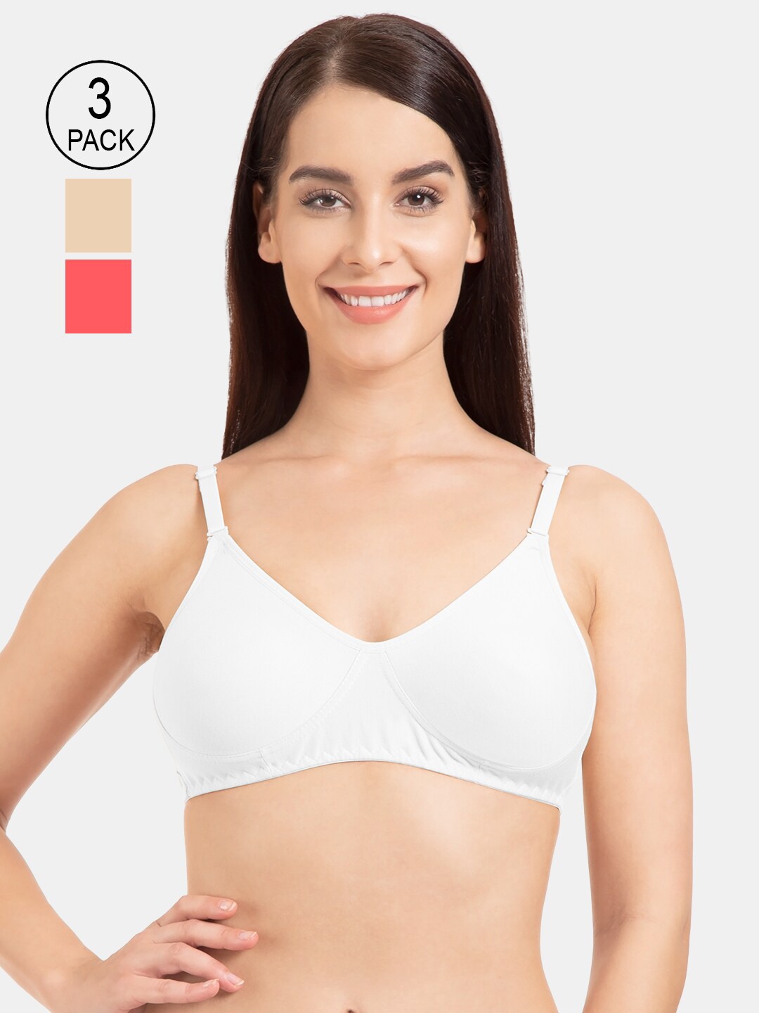 

Tweens Women Pack Of 3 Non Padded T shirt Bra, White