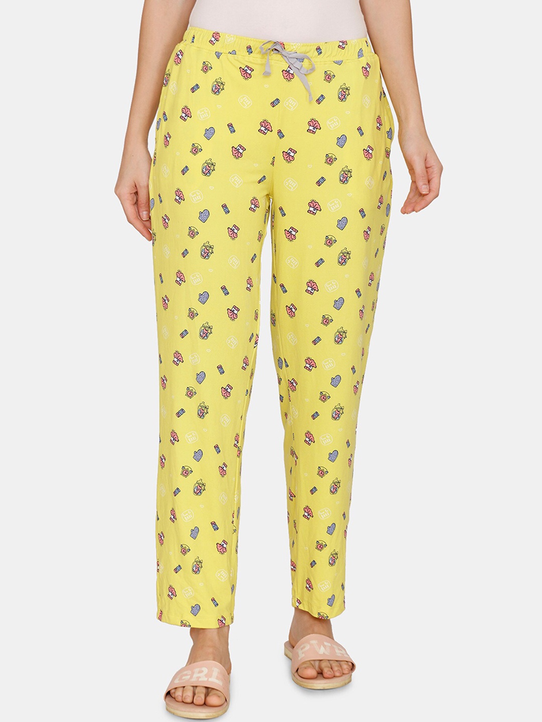 

Zivame Women Yellow Printed Lounge Pants