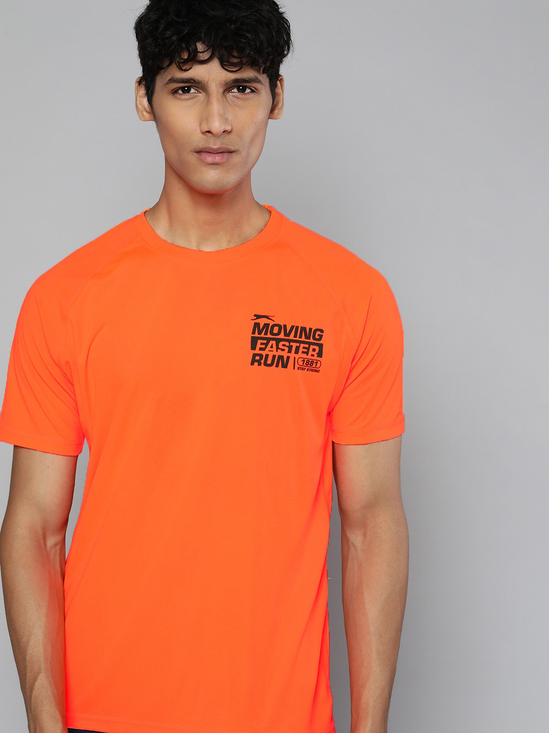 

Slazenger Men Neon Orange & Black Typography Printed T-shirt