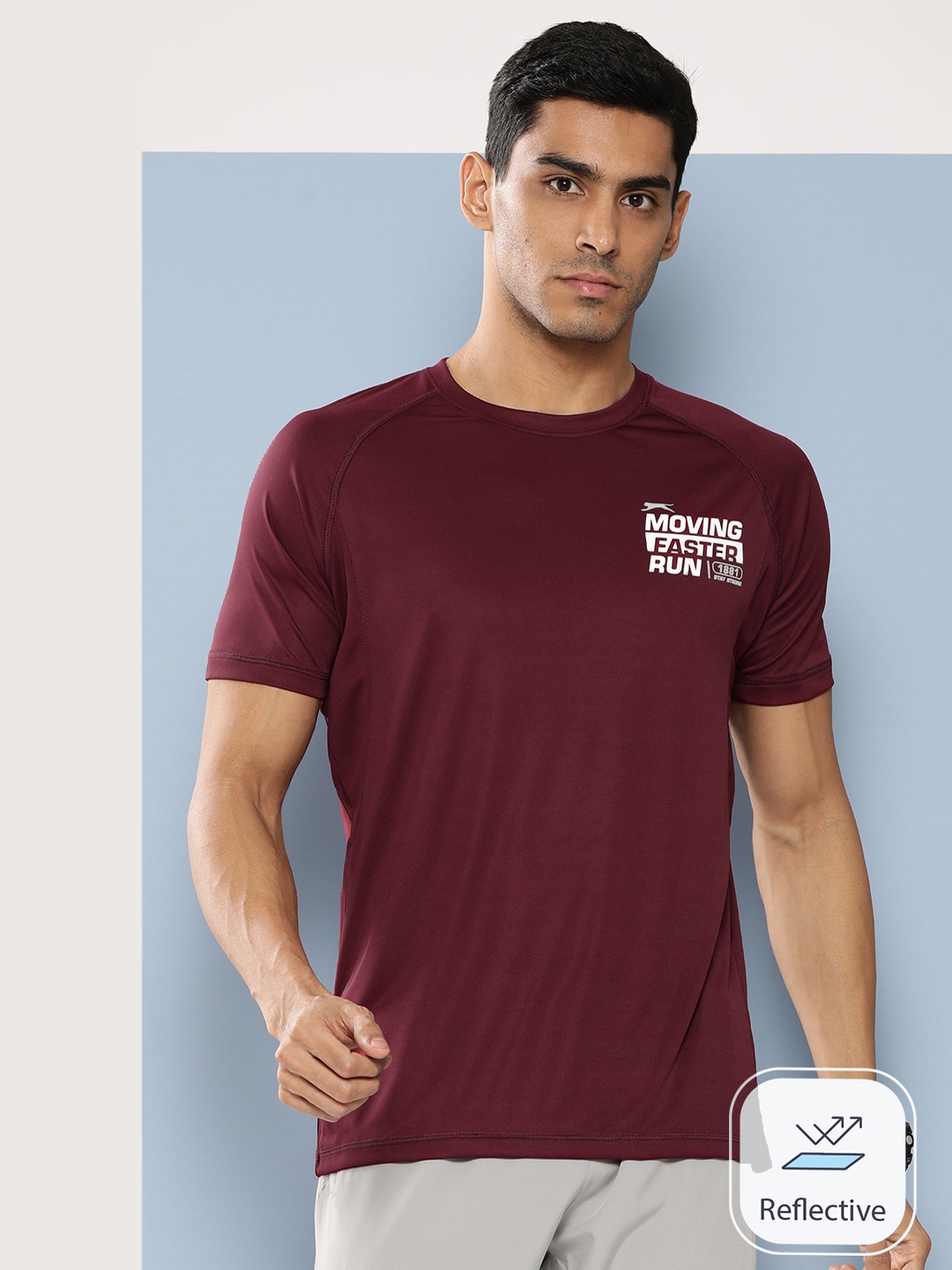 

Slazenger Typography Printed Raglan Sleeves Ultra-Dry Running T-shirt, Maroon
