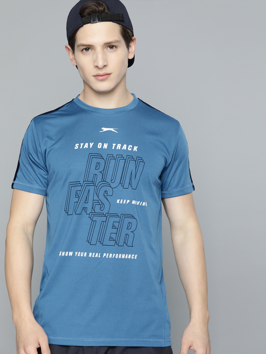 

Slazenger Men Blue & White Typography Printed T-shirt