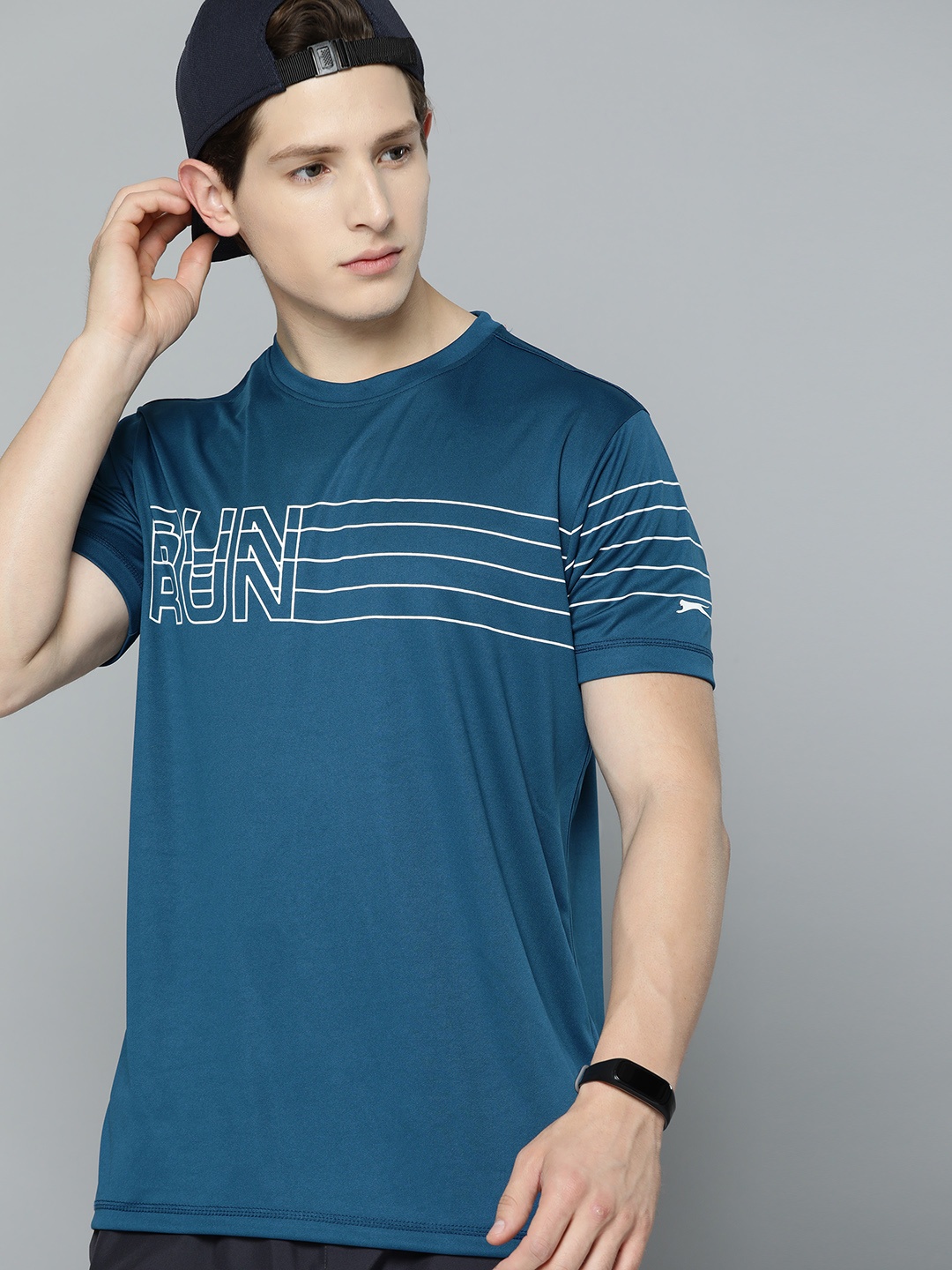 

Slazenger Men Teal Blue Typography Printed T-shirt