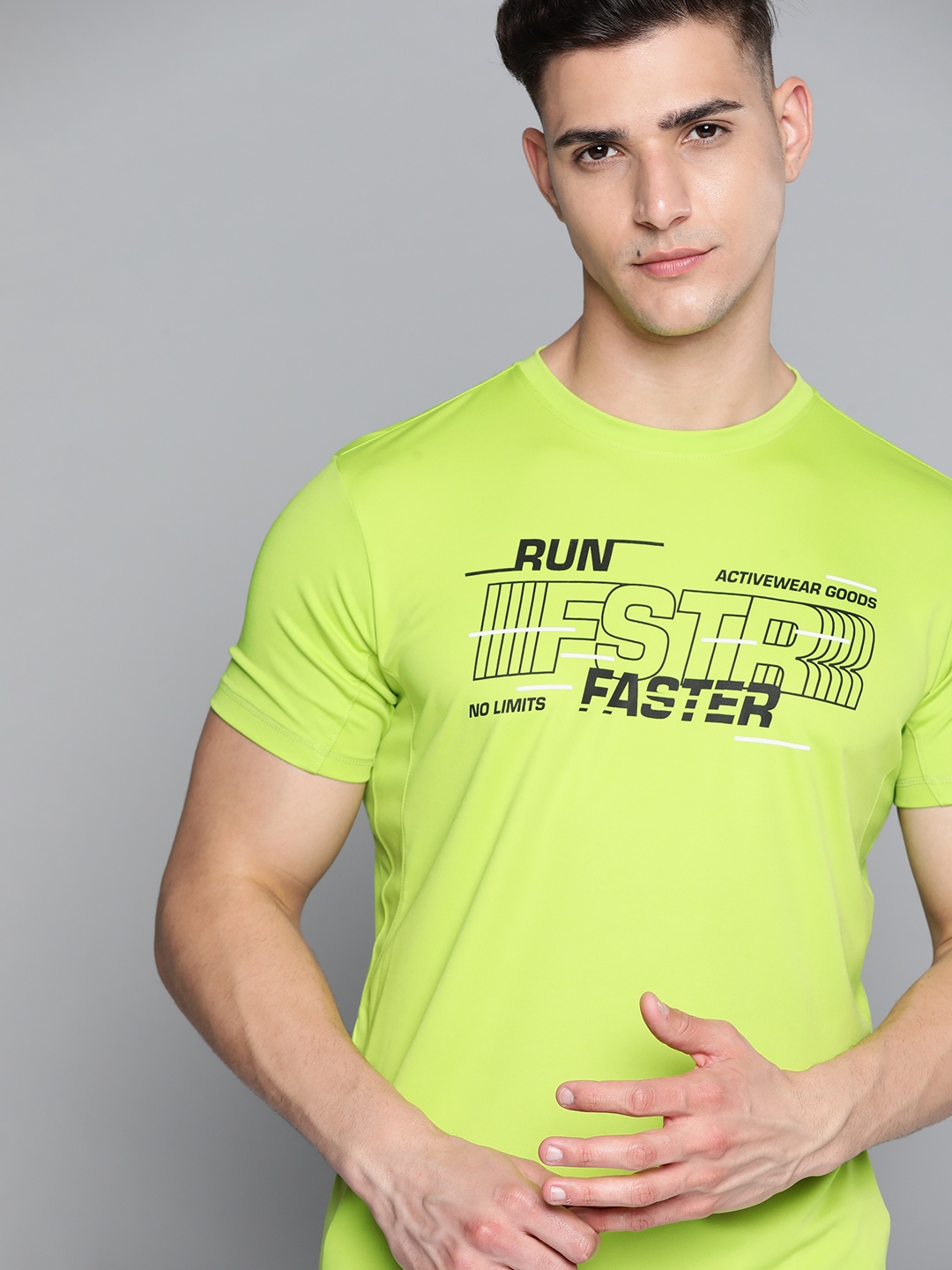 

Slazenger Men Fluorescent Green & Black Typography Printed T-shirt