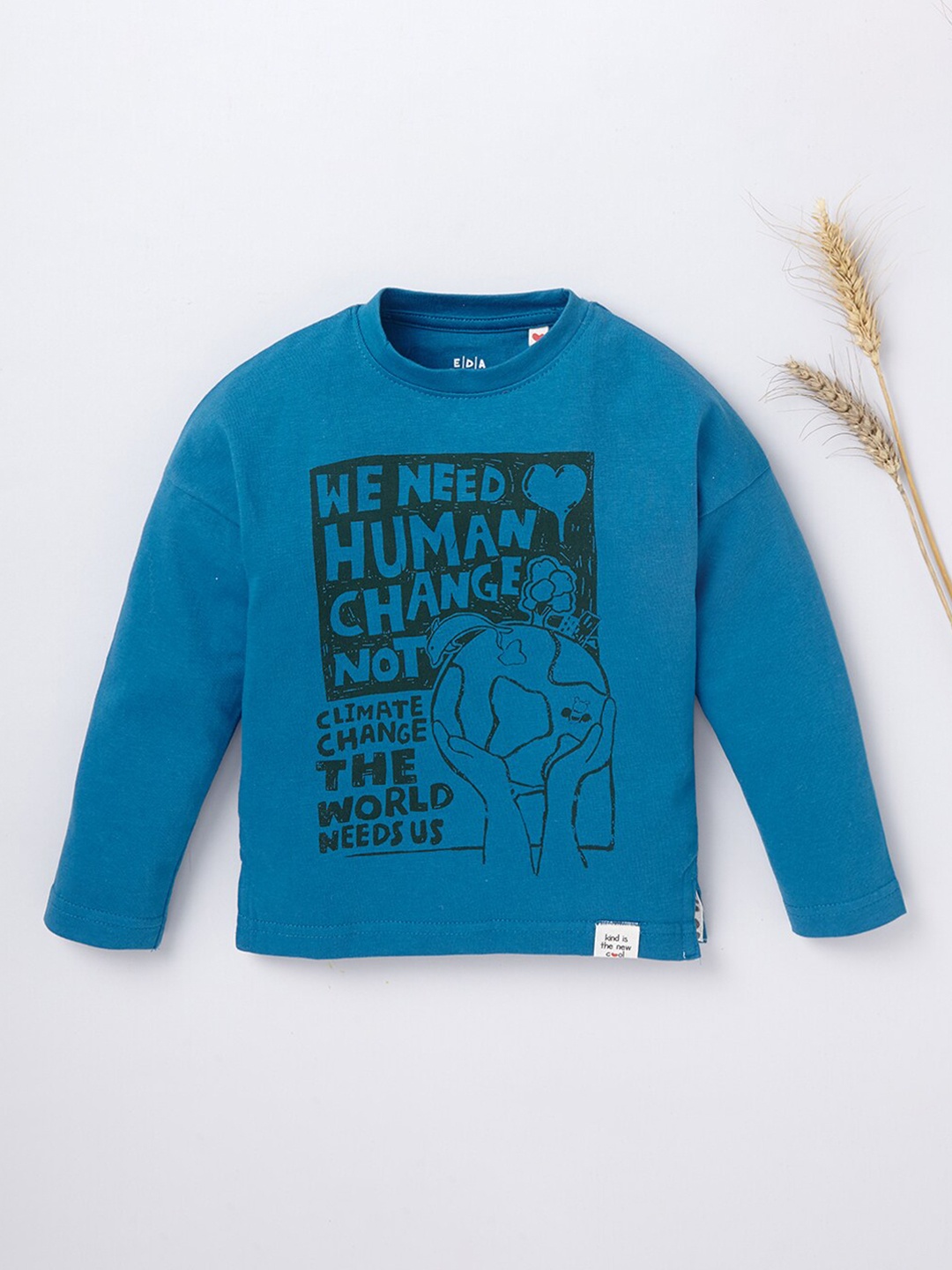 

Ed-a-Mamma Kids Blue Typography Printed Organic Cotton T-shirt