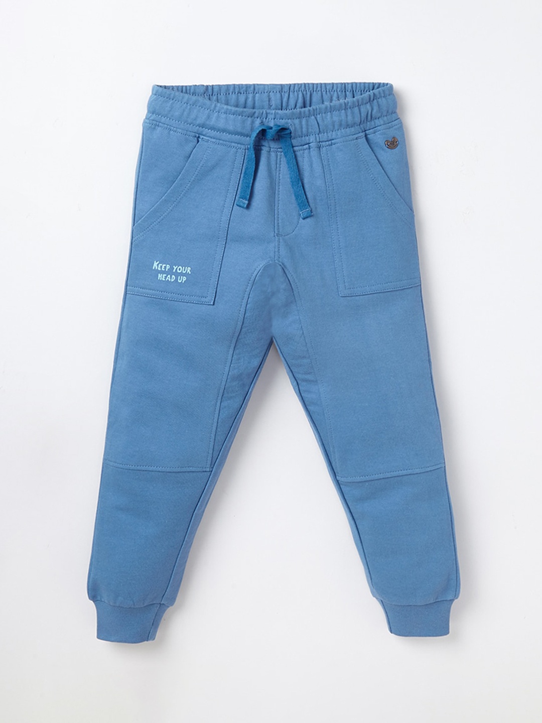 

Ed-a-Mamma Kids Blue Solid Organic Cotton Joggers