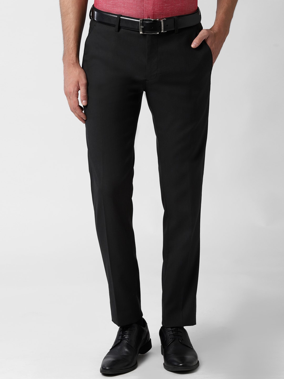 

Peter England Men Black Slim Fit Formal Trousers