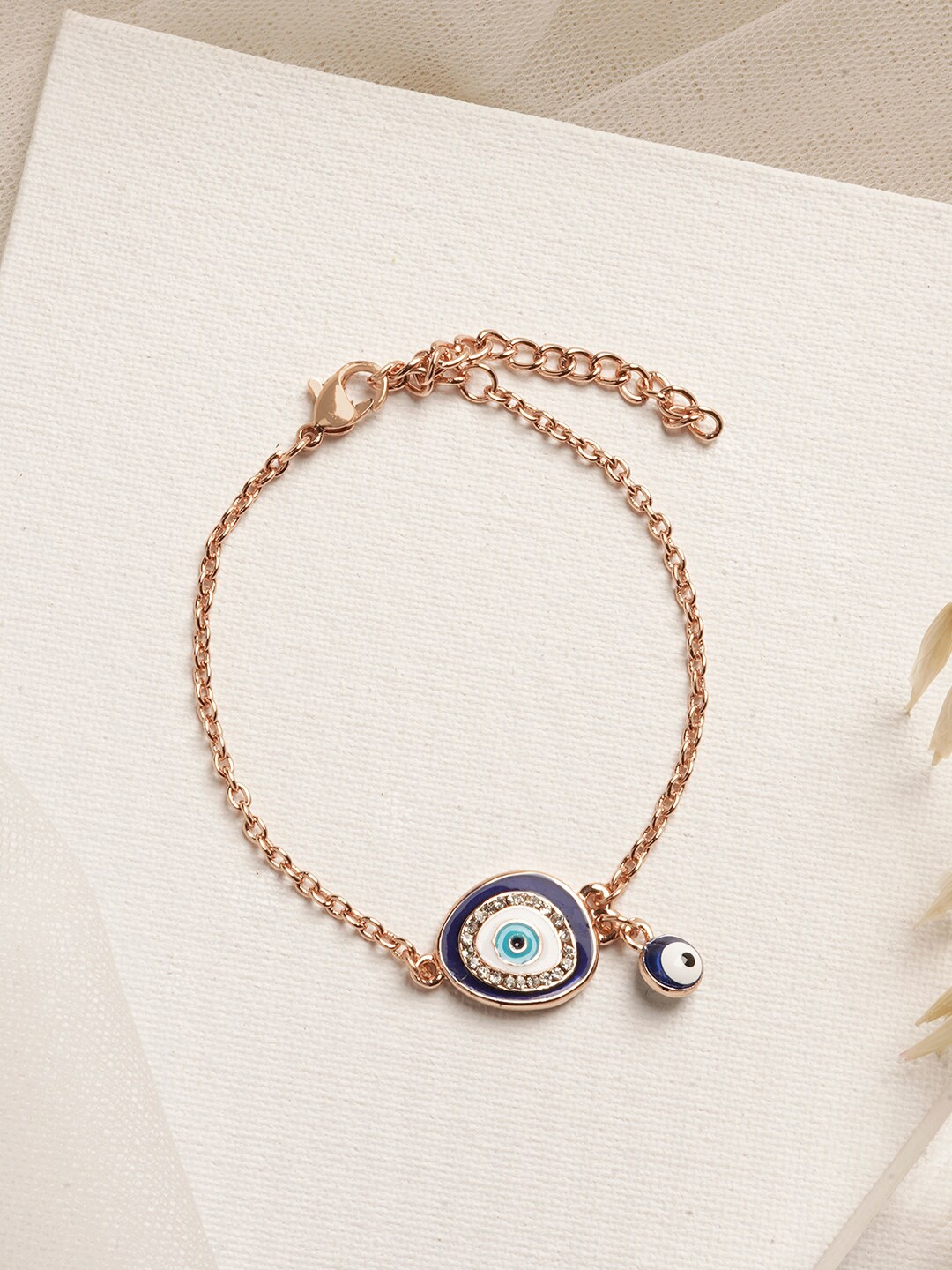 

JOKER & WITCH Women Rose Gold-Toned & Blue Blue Evil Eye Bracelet