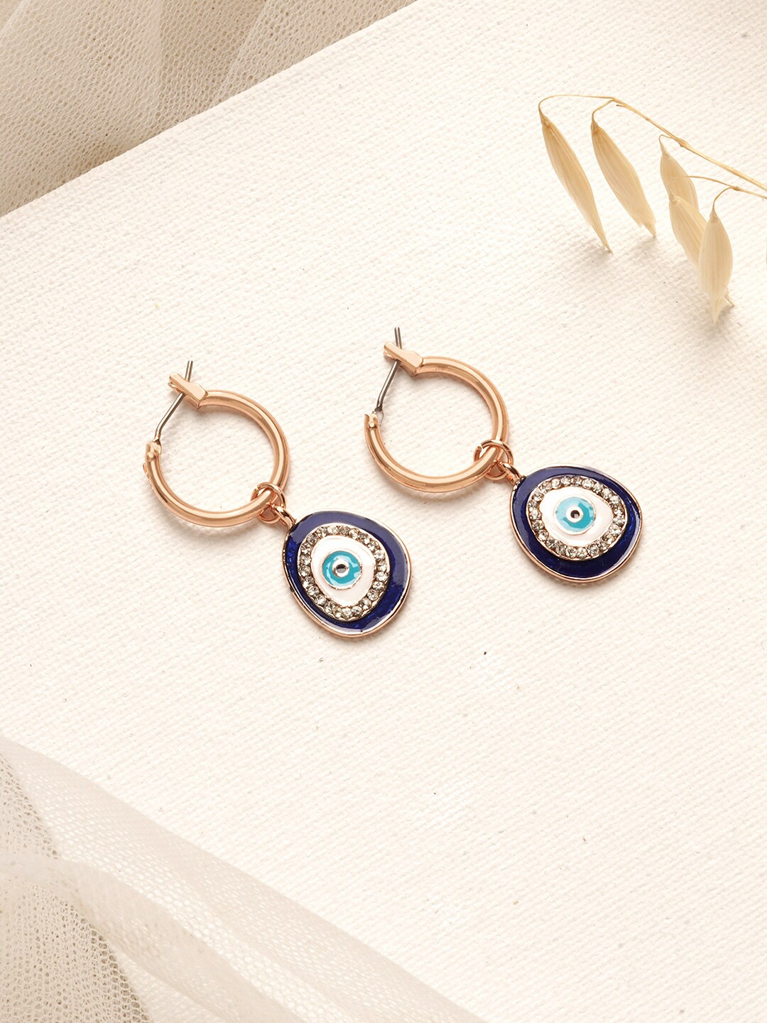 

JOKER & WITCH Rose Gold & Blue Contemporary Evil Eye Hoop Earrings