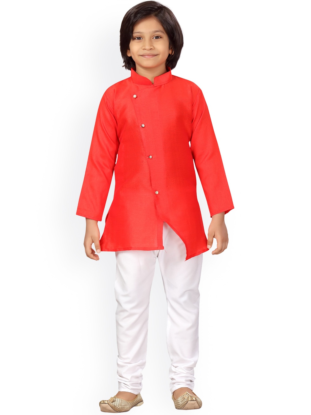 

LITTLE MAFIA BY Aarika Boys Red Regular Pure Silk Kurta with Pyjamas