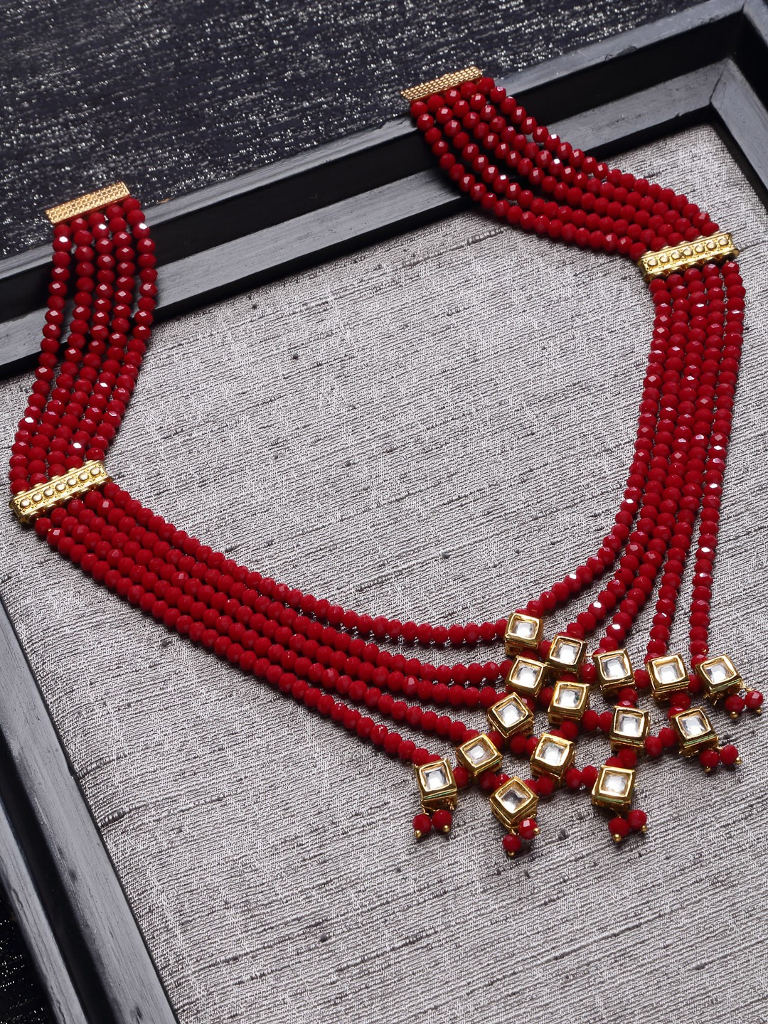 

PANASH Red & Gold-Toned Gold-Plated Layered Necklace
