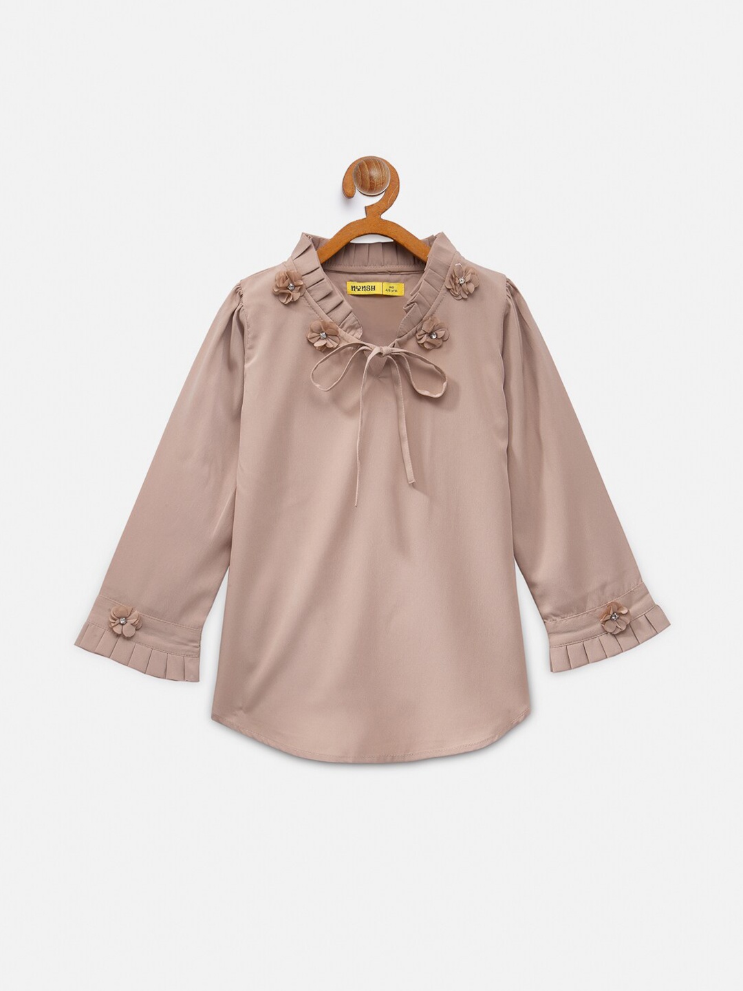 

NYNSH Beige Tie-Up Neck Regular Top