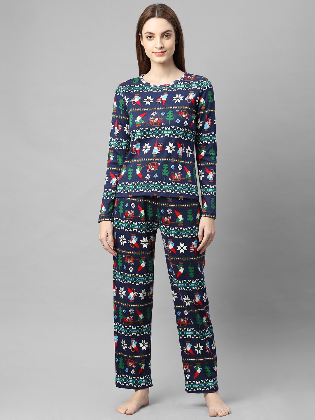 

Rigo Women Blue & White Printed Night suit
