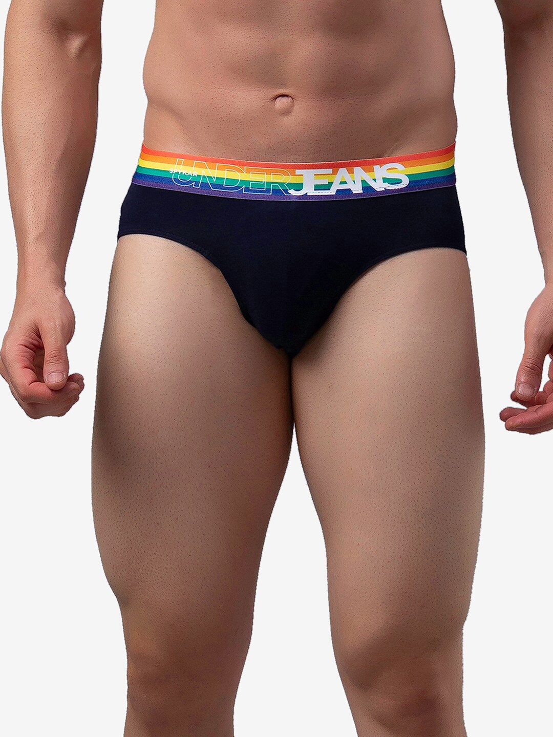 

UnderJeans by Spykar Men Navy Blue Solid Basic Briefs UJMBRRPBS013NAVYMULTI