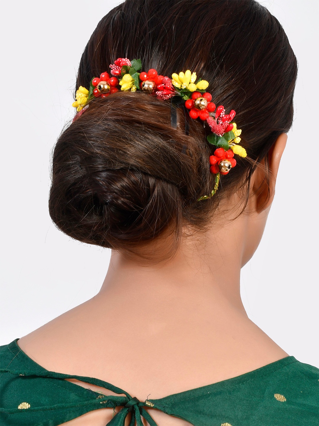 

Silvermerc Designs Women Yellow & Red Embellished Bridal Hair Accessory