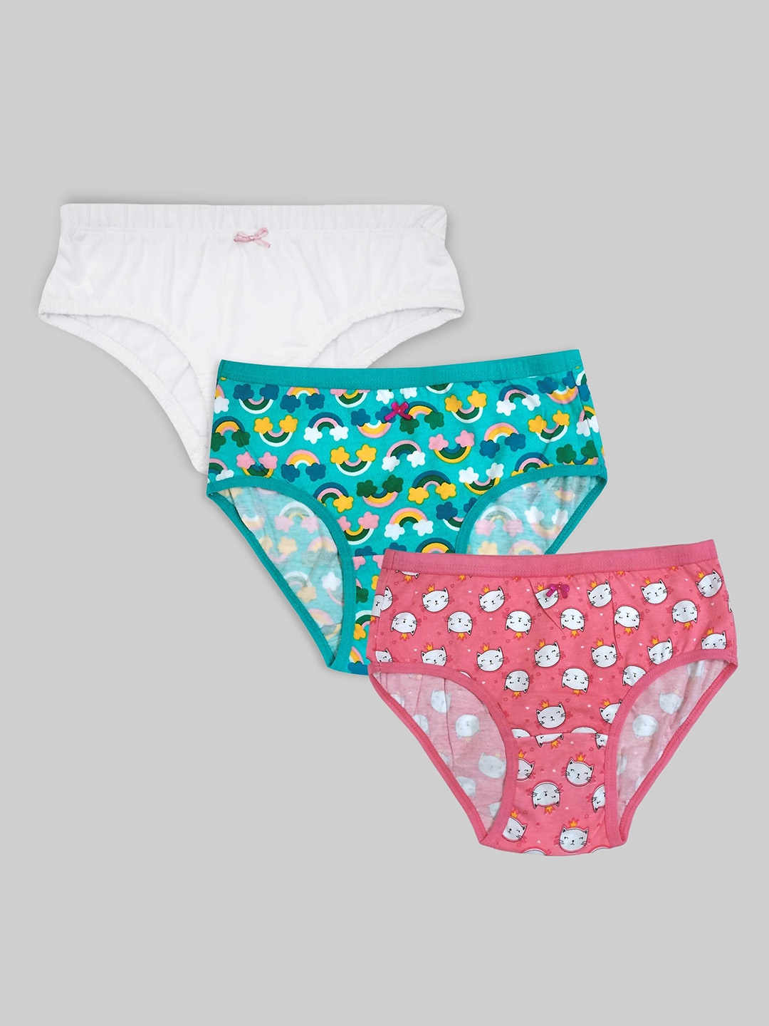 DChica Girls Pack Of 3 Assorted Cotton Briefs, White