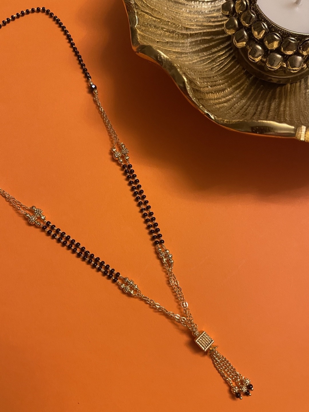 

Digital Dress Room Gold-Plated Black Beaded Mangalsutra