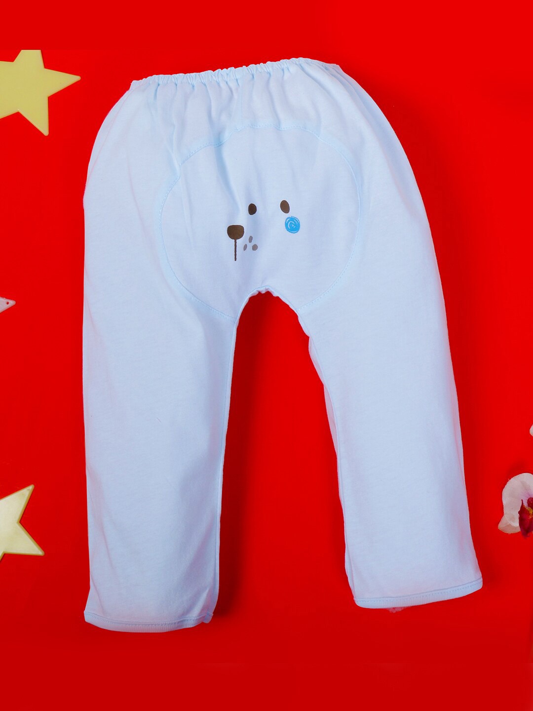 

POKORY Kids Blue Diaper Fit Printed Trousers