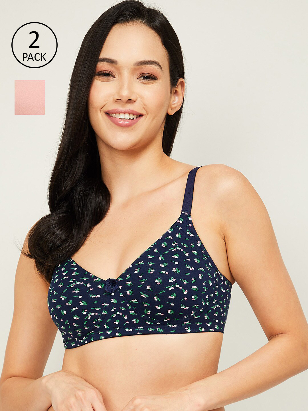 

Ginger by Lifestyle Pack of 2 Pink & Navy Blue Floral Everyday Bra 1000010421026
