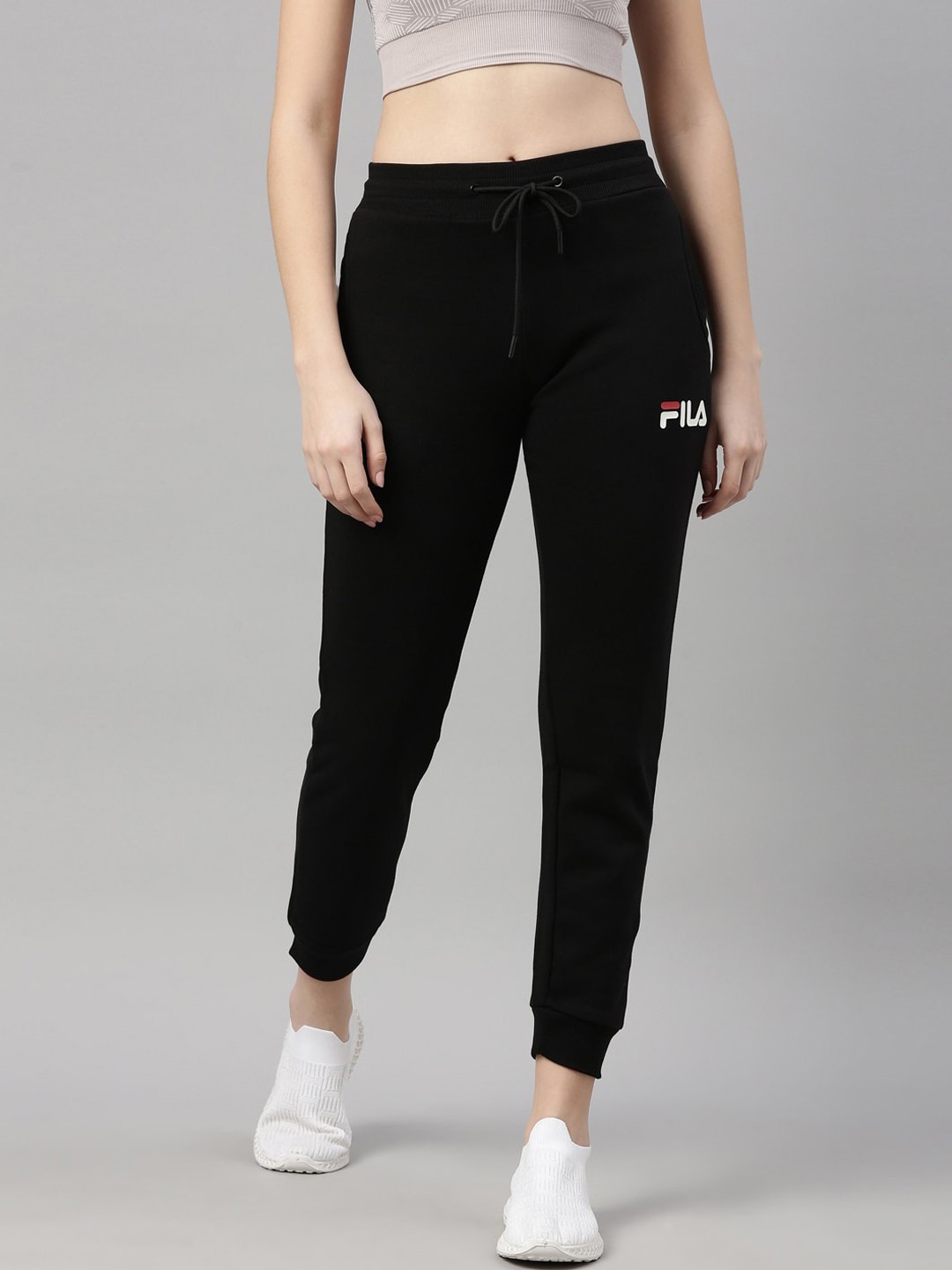 

FILA Women Black Solid Pure Cotton Joggers
