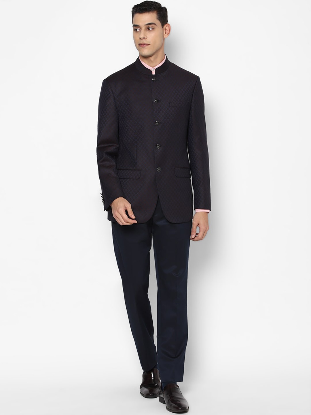 

Allen Solly Men Navy Blue Bandhgala 2-Piece Party Suit