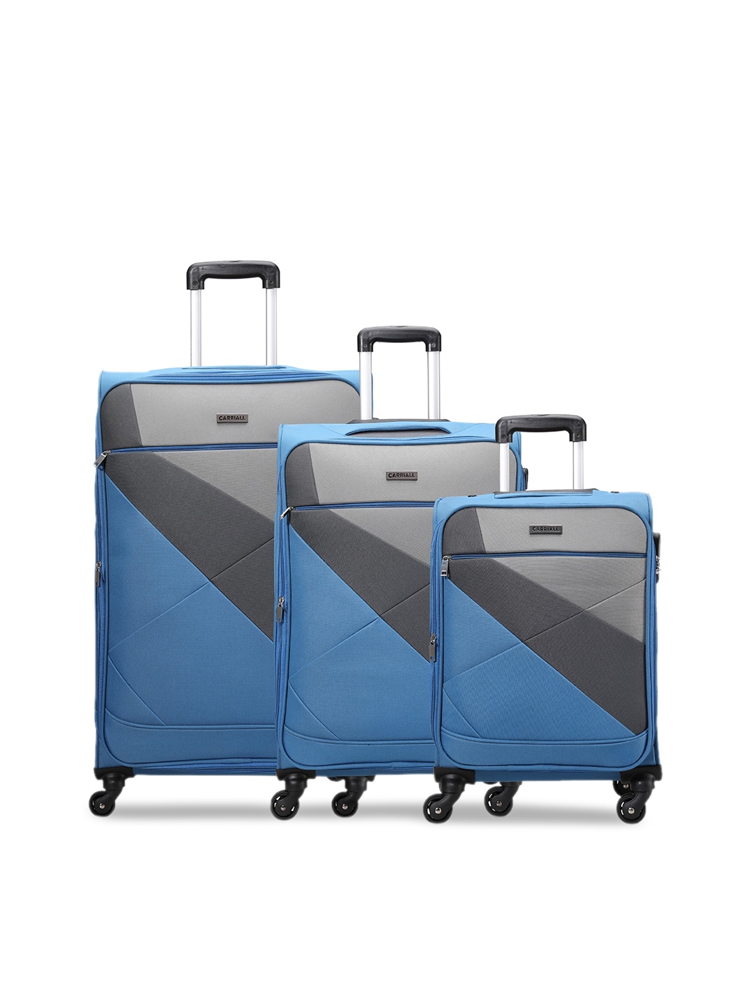 

CARRIALL Vista Pack of 3 Colourblocked Luggage Trolley, Blue