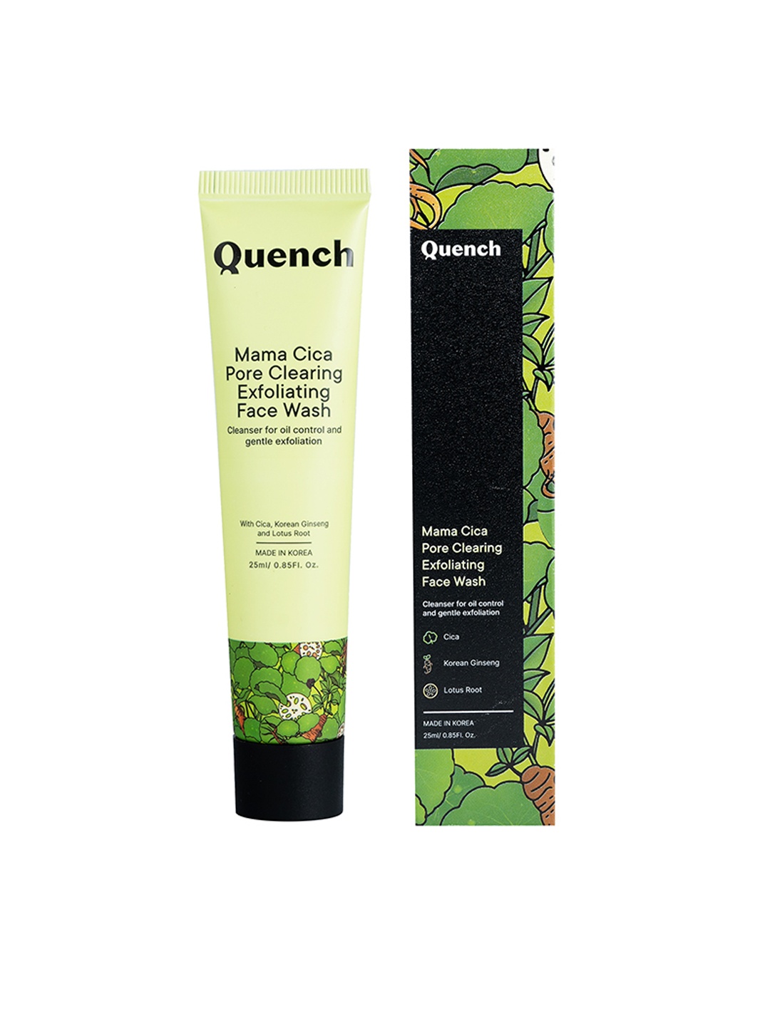 

Quench Mama Cica Pore Clearing Exfoliating Face Wash For Oily & Acne Prone Skin - 25ml, Green