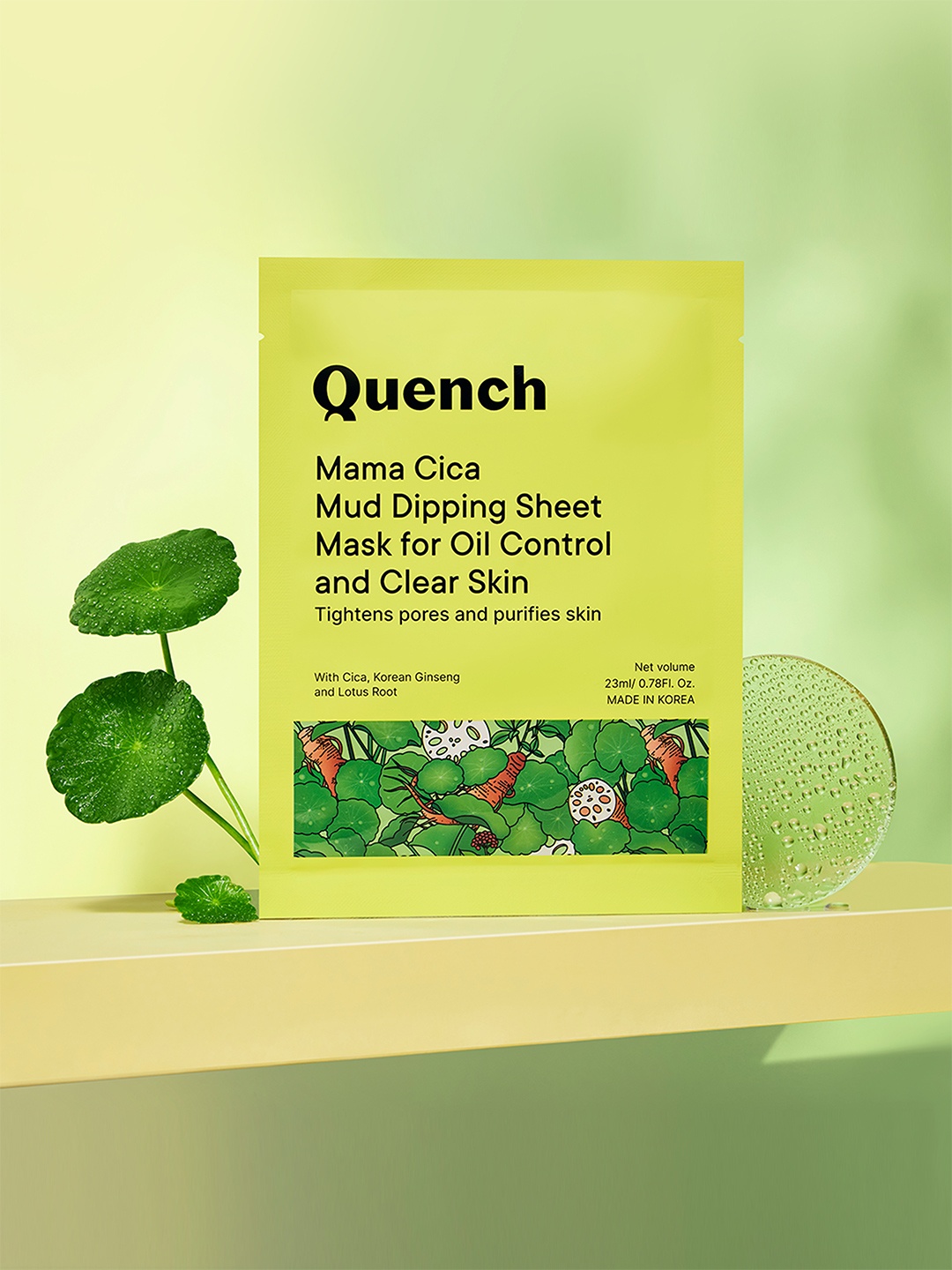 

Quench Mud Dipping Sheet Mask With Korean Ginseng For Oil Control, Yellow